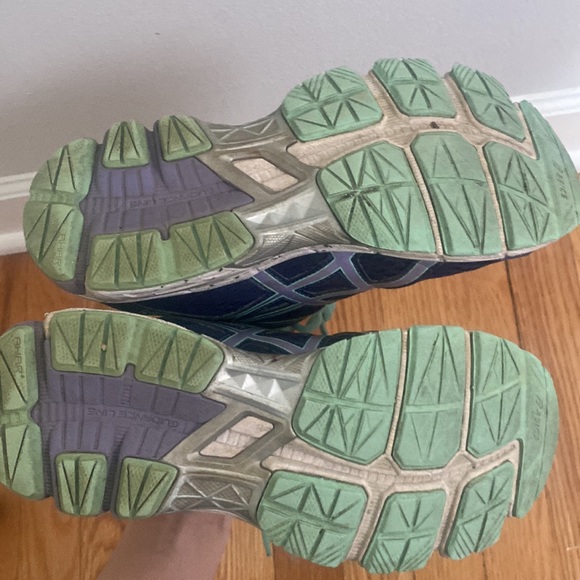 Asics Purple and Green Running Shoes - Picture 4 of 7